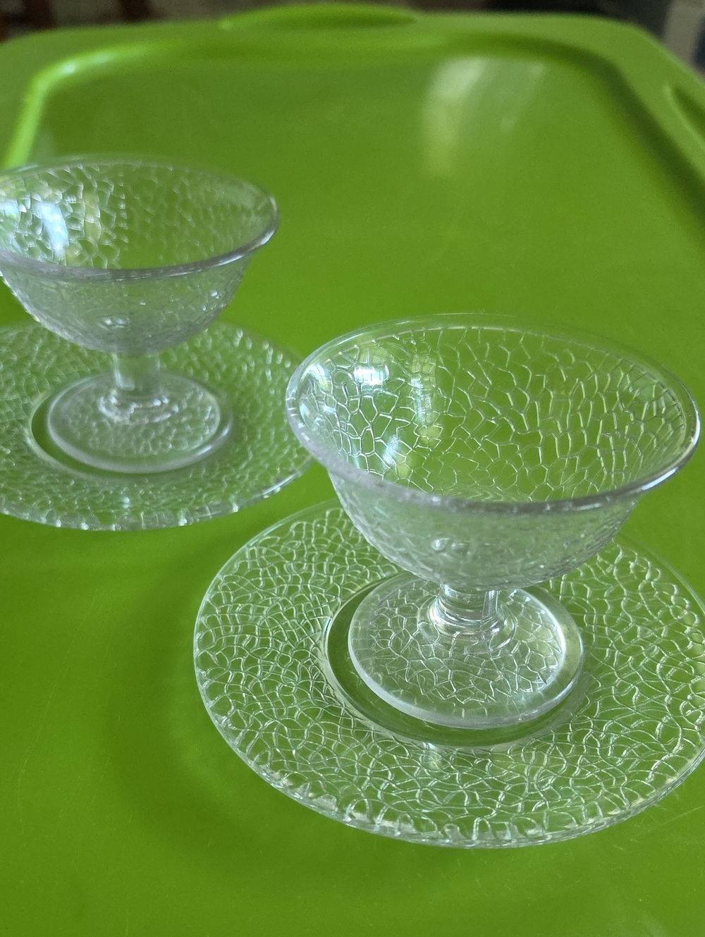 Vintage Clear Dessert Cups with Saucers